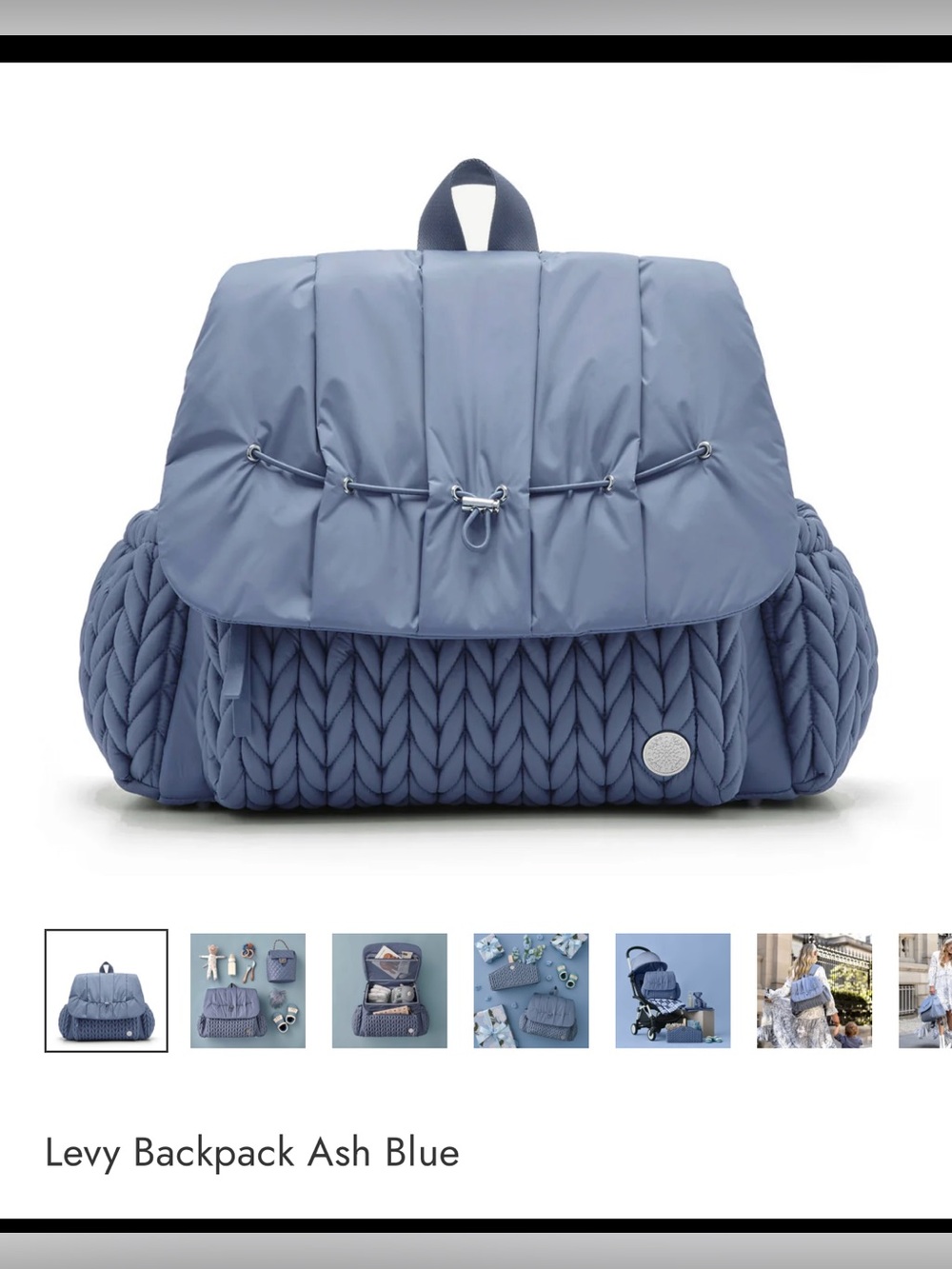 Quilted Light Gray Bag with Decorative Round Metal Button